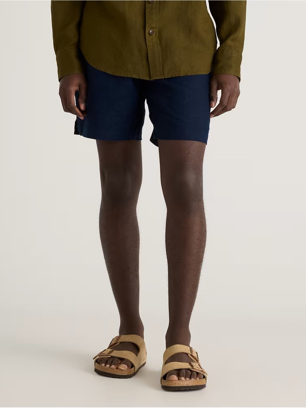 Quince Navy Flat-Front Linen Drawstring 7” Shorts